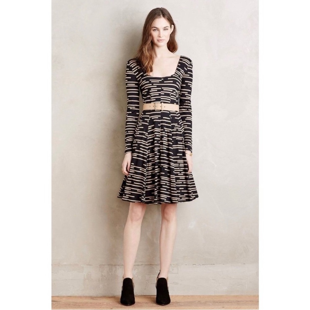 Brand New Anthropologie HD in Paris Black & Beige Dress - Size Small
